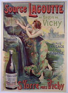 「Source Lagoutte du bassin de Vichy」の広告、天然ミネラルウォーター